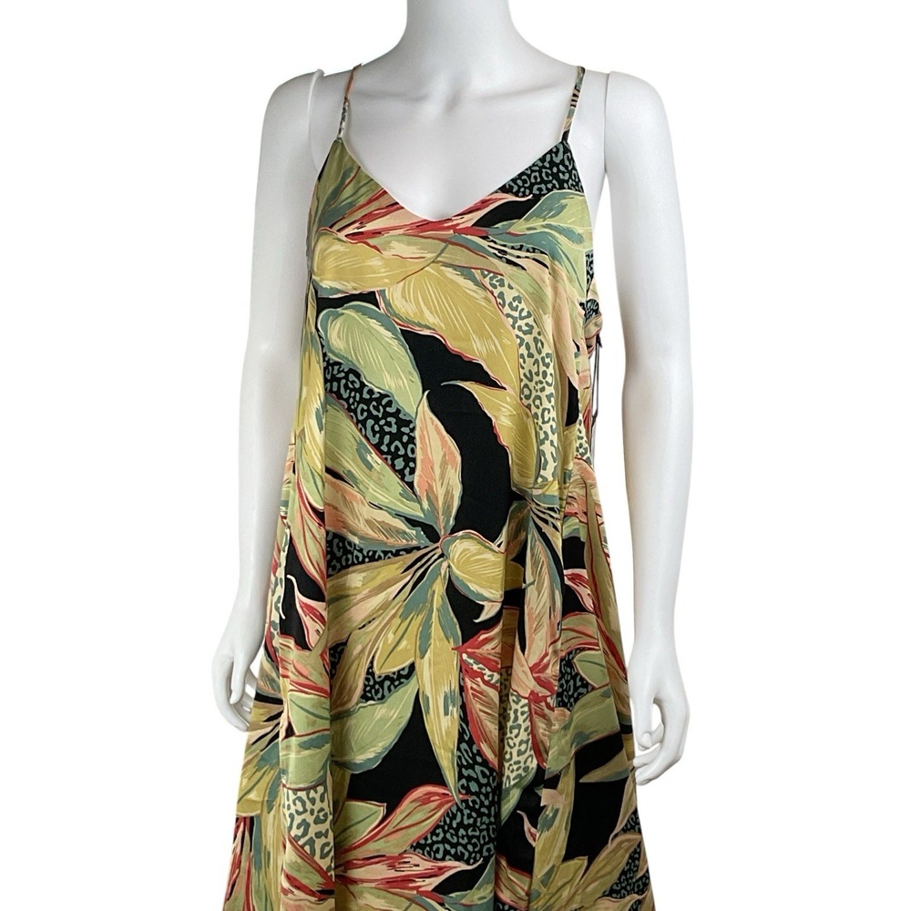 Nicole Miller Tropical Floral Halter Maxi Dress Strappy Racerback M Boho - Picture 2 of 7